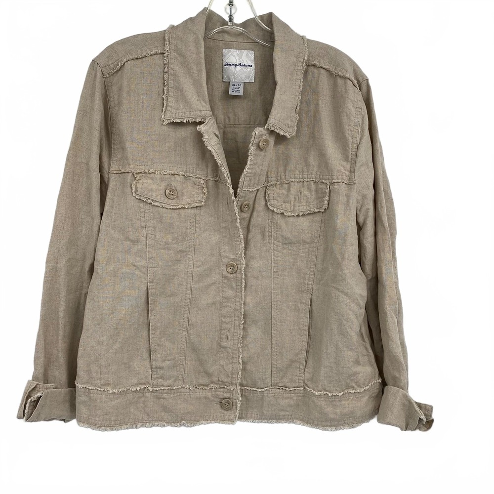 Tommy Bahama Beige Button-Up Shirt Shacket Taupe | Womens XL